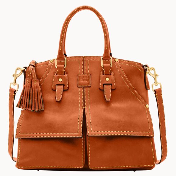 brand new Dooney & Bourke Florentine Clayton Satchel Bag in Natural Brown color - Picture 1 of 5